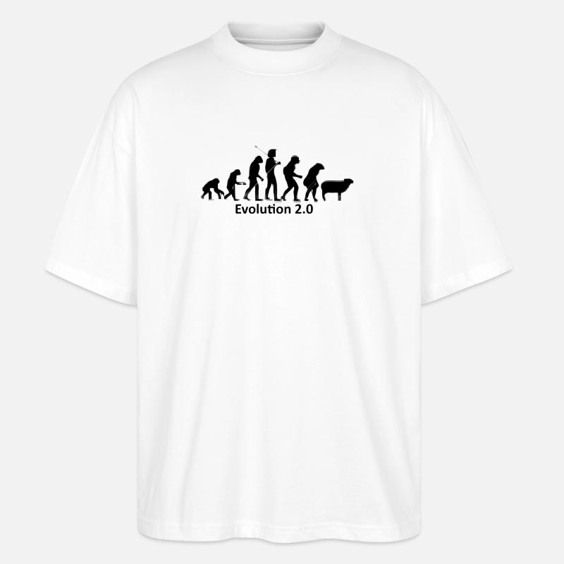 Human evolution in silhouette - Stanley/Stella Oversized Unisex Organic T-shirt Blaster 2.0 - white