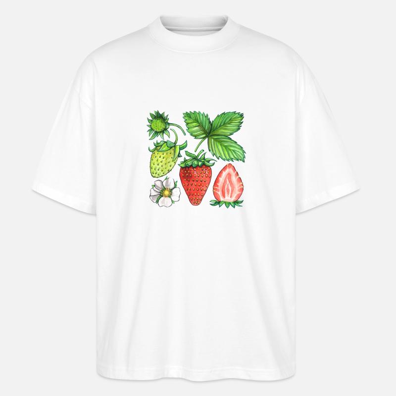 Erdbeeren - Stanley/Stella Oversized Unisex Bio T-Shirt Blaster 2.0 - Weiß