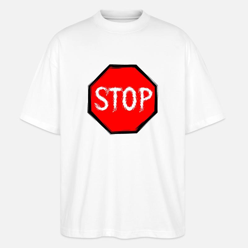 Stop shield vector - Stanley/Stella Oversized Unisex Organic T-shirt Blaster 2.0 - white
