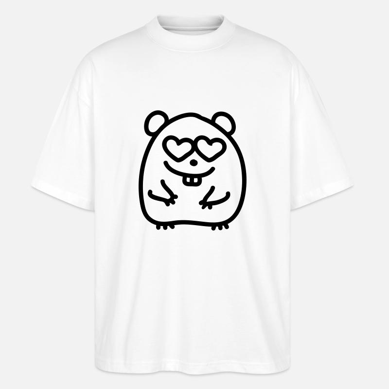 Verliebter Hamster - Line - Stanley/Stella Oversized Unisex Bio T-Shirt Blaster 2.0 - Weiß