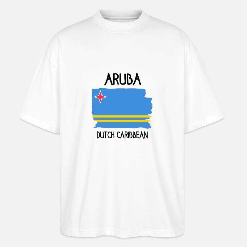 Drapeau d’Aruba - Caraïbes néerlandaises - Caraïbes - T-shirt bio Blaster 2.0 coupe oversize Stanley/Stella Unisexe - blanc