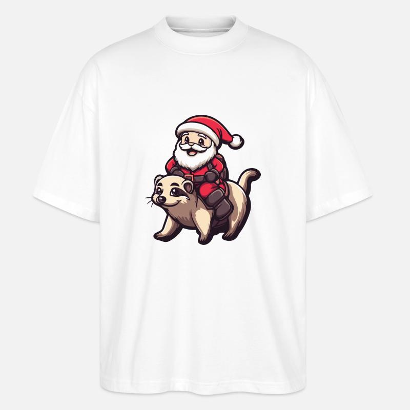 Erdmännchen Weihnachtsmann Cartoon - Stanley/Stella Oversized Unisex Bio T-Shirt Blaster 2.0 - Weiß