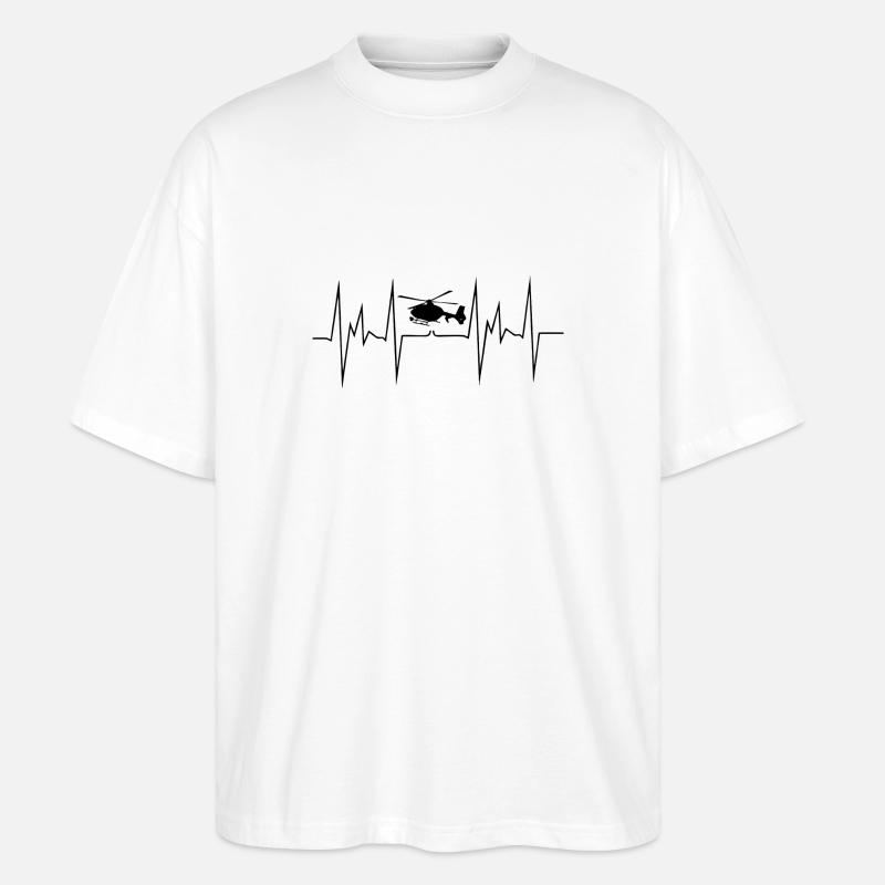 herzschlag_hubschrauber - Stanley/Stella Oversized Unisex Bio T-Shirt Blaster 2.0 - Weiß