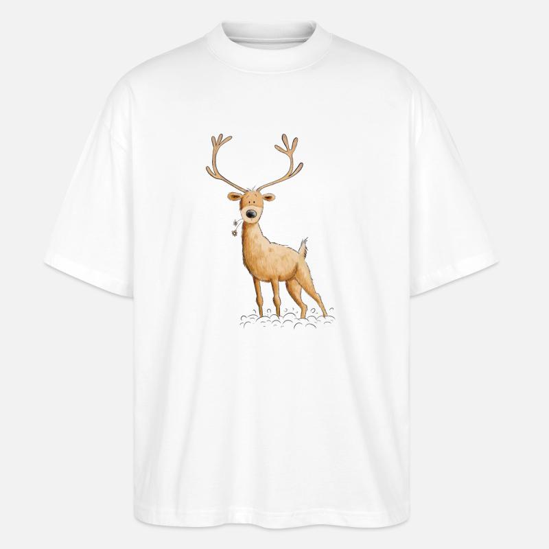 Hirsch Reh Jagd Jäger Geschenk - Stanley/Stella Oversized Unisex Bio T-Shirt Blaster 2.0 - Weiß