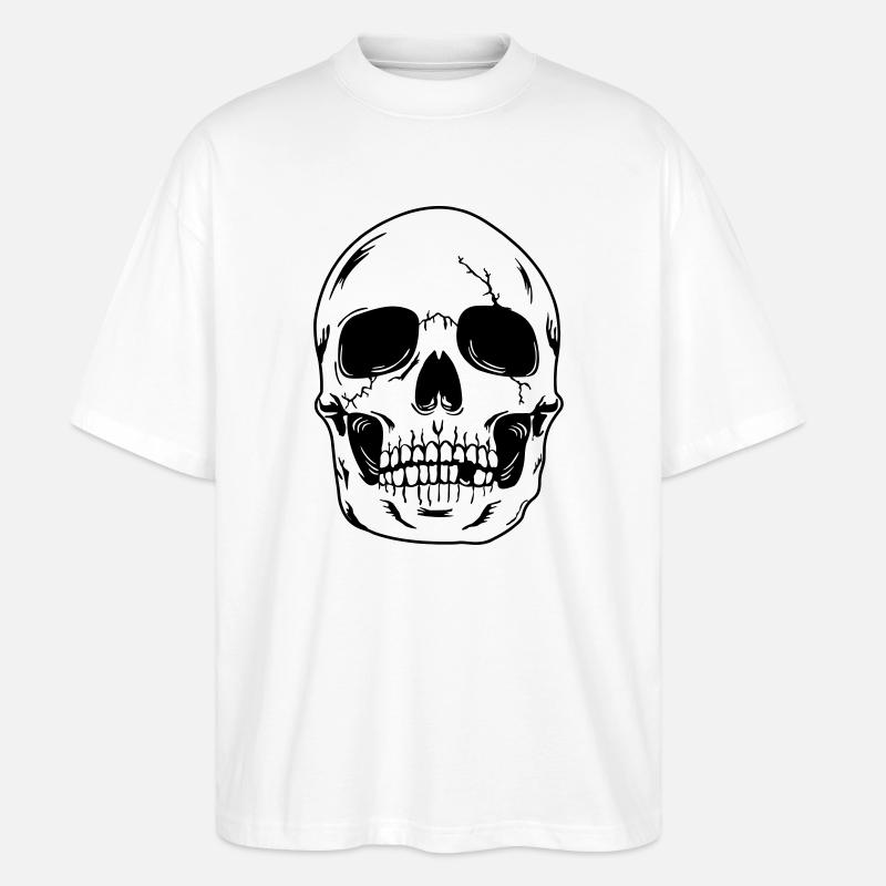 Tête de crâne de squelette - T-shirt bio Blaster 2.0 coupe oversize Stanley/Stella Unisexe - blanc