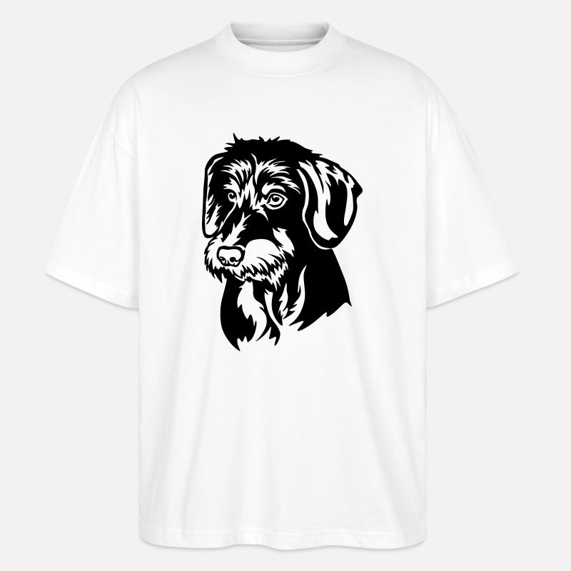 Dackel Kopf - Stanley/Stella Oversized Unisex Bio T-Shirt Blaster 2.0 - Weiß