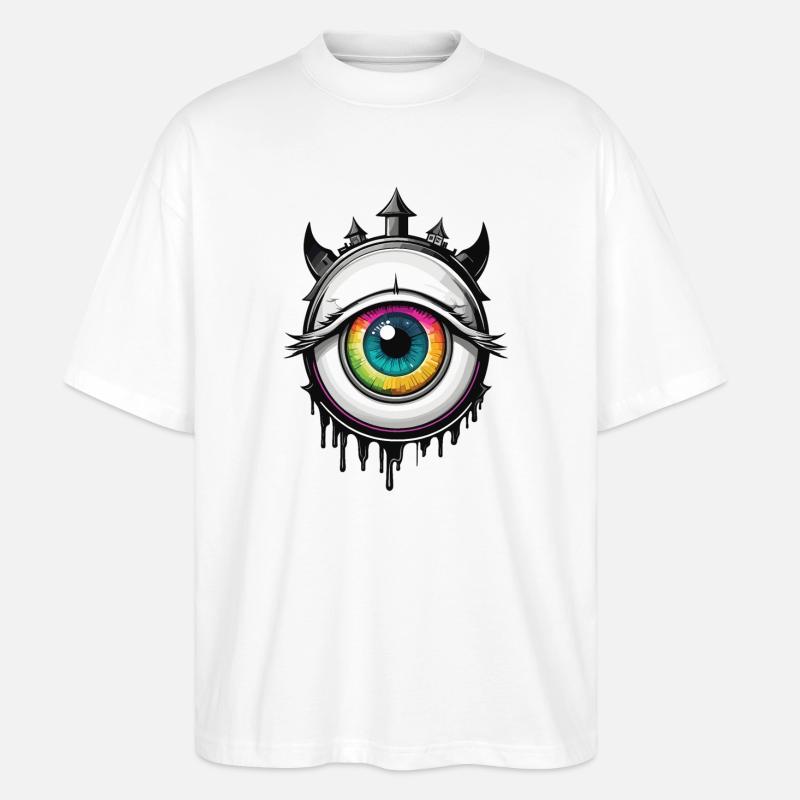 Ojo con cuernos - Camiseta Oversize Ecológica Unisex Stanley/Stella Blaster 2.0 - blanco
