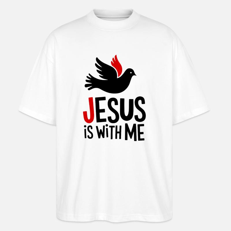 Jesus is with me - Stanley/Stella Oversized Unisex Bio T-Shirt Blaster 2.0 - Weiß