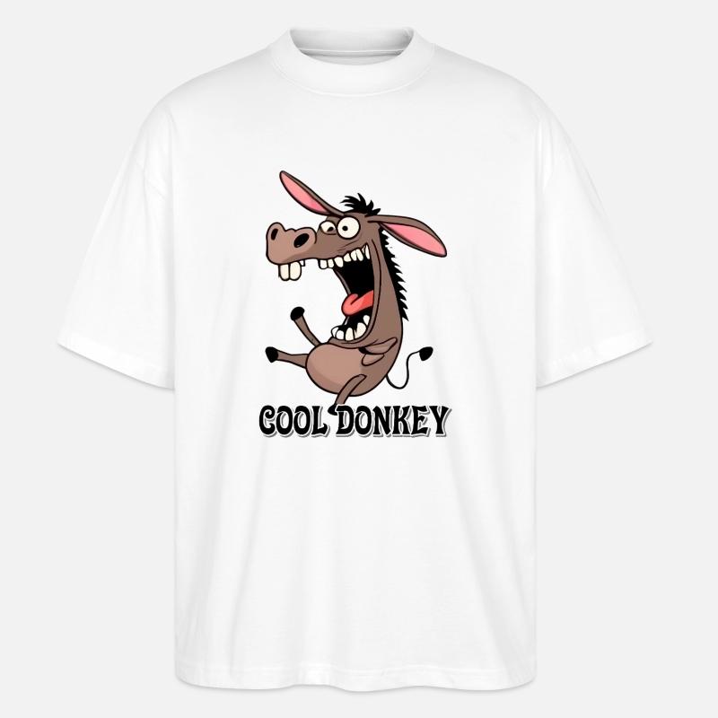 Impression de dessin animé drôle d’âne - T-shirt bio Blaster 2.0 coupe oversize Stanley/Stella Unisexe - blanc