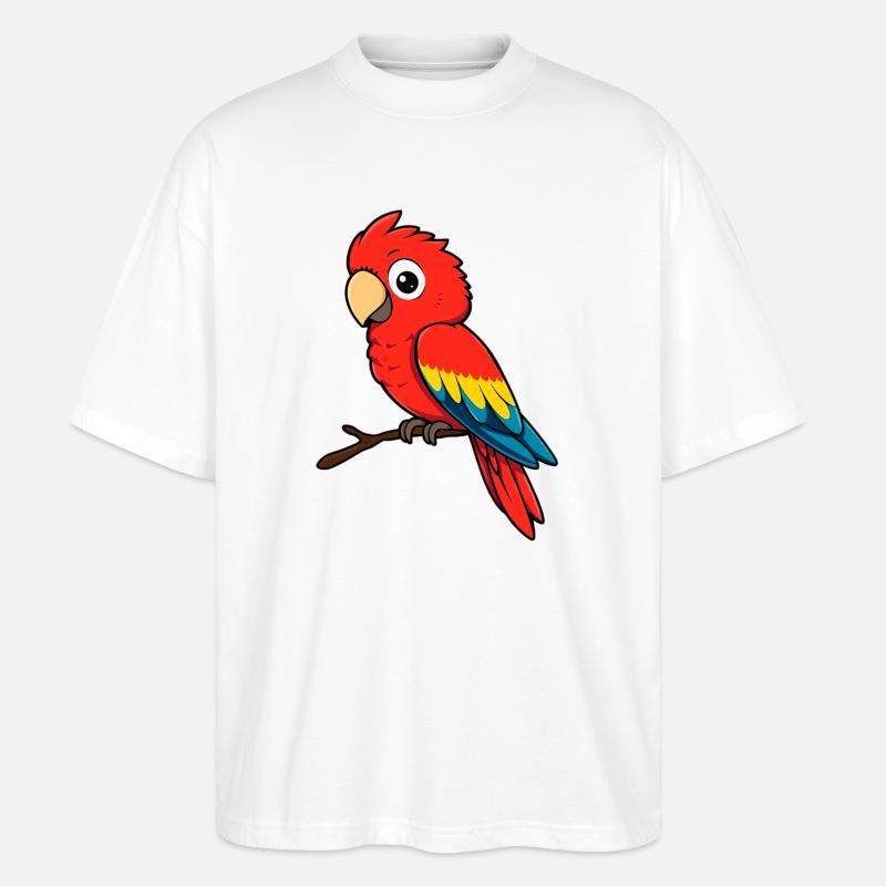 Papagei Roter Ara - Stanley/Stella Oversized Unisex Bio T-Shirt Blaster 2.0 - Weiß