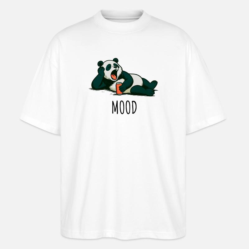 Entspannter Panda mit Drink Design - Stanley/Stella Oversized Unisex Bio T-Shirt Blaster 2.0 - Weiß