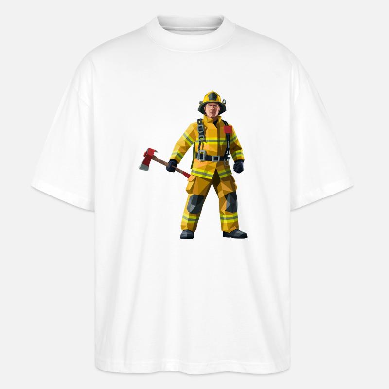 Feuerwehrmann - Cooles Helden-Logo - Stanley/Stella Oversized Unisex Bio T-Shirt Blaster 2.0 - Weiß