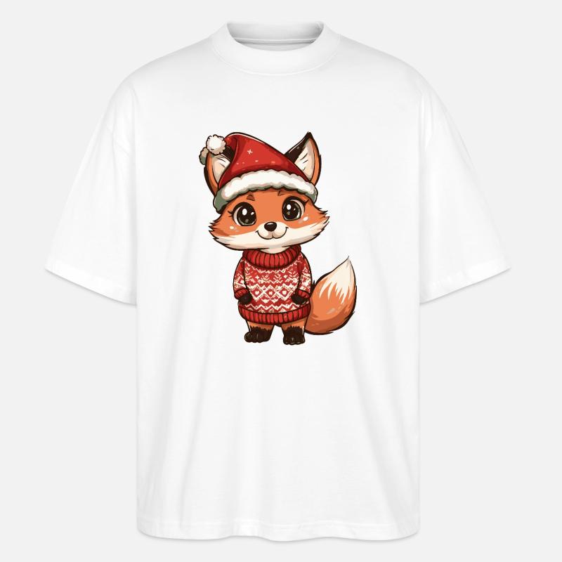 Fuchs Weihnachten - Stanley/Stella Oversized Unisex Bio T-Shirt Blaster 2.0 - Weiß