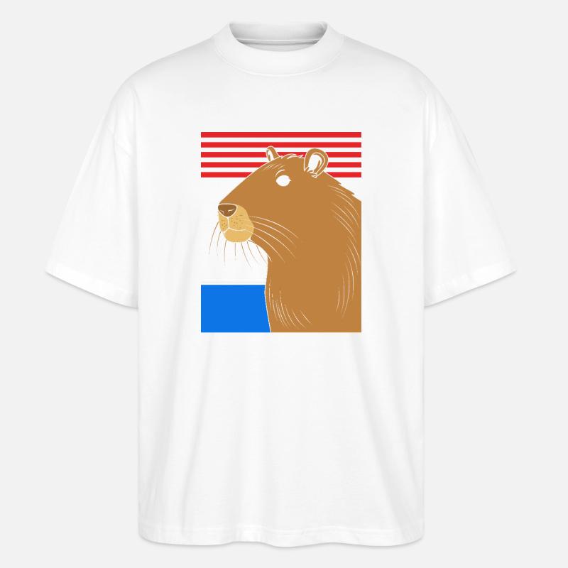 Dont Worry Be Capy Capybara - Stanley/Stella Oversized Unisex Bio T-Shirt Blaster 2.0 - Weiß