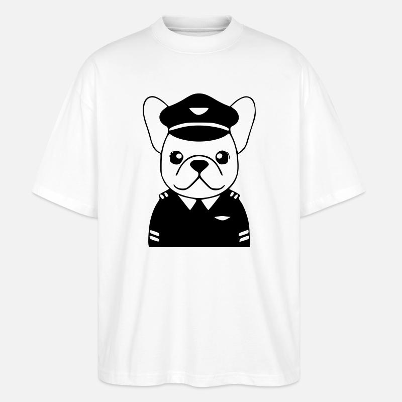 Uniforme de pilote français noir - T-shirt bio Blaster 2.0 coupe oversize Stanley/Stella Unisexe - blanc