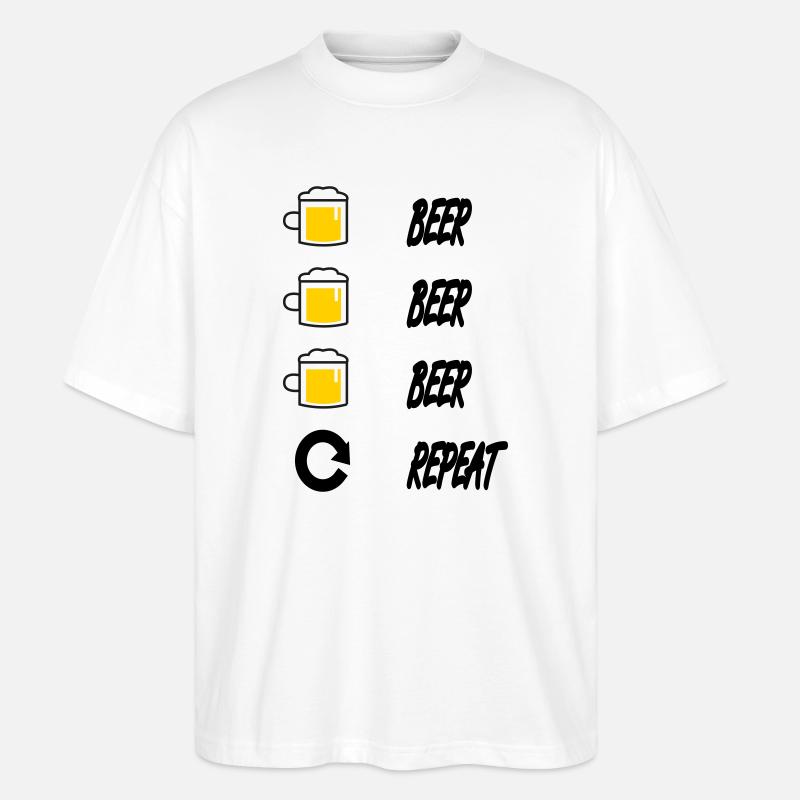 Bier Bier Bier Wiederholung - Stanley/Stella Oversized Unisex Bio T-Shirt Blaster 2.0 - Weiß