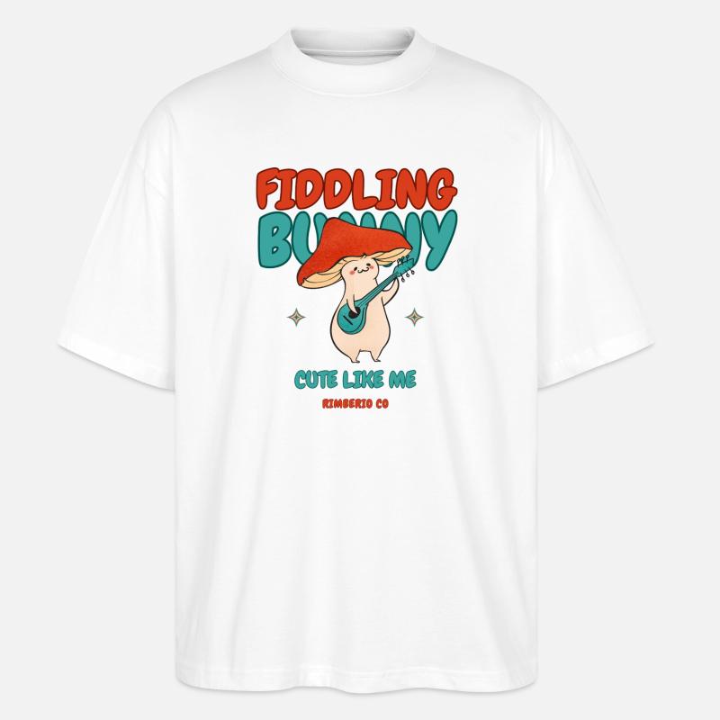Fiddling Magic Mushroom Rabbit - Stanley/Stella Oversized Unisex Organic T-shirt Blaster 2.0 - white