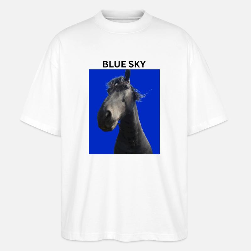 Ciel bleu et cheval - T-shirt bio Blaster 2.0 coupe oversize Stanley/Stella Unisexe - blanc