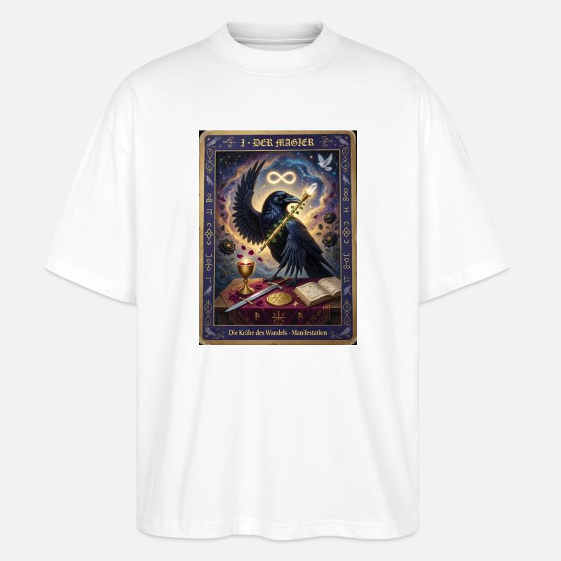 Krähe, der Magier - Stanley/Stella Oversized Unisex Bio T-Shirt Blaster 2.0 - Weiß