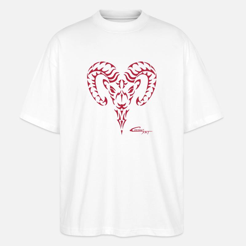 Sternzeichen Widder - Stanley/Stella Oversized Unisex Bio T-Shirt Blaster 2.0 - Weiß