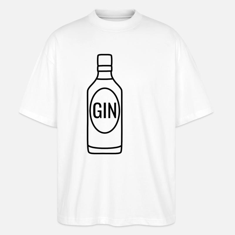 Gin Flasche - Stanley/Stella Oversized Unisex Bio T-Shirt Blaster 2.0 - Weiß