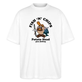 Mr. Potato Head Fish "N" Chips - T-shirt bio Blaster 2.0 coupe oversize Stanley/Stella Unisexe - blanc - Devant - Alina (178cm) & Michal (187cm)
