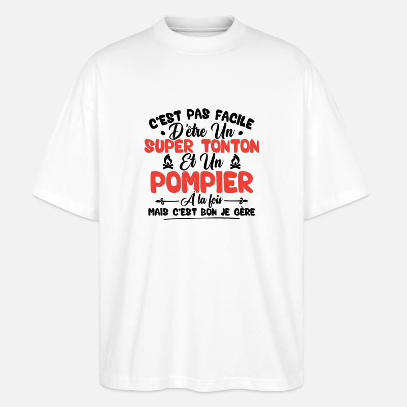 Super tonton et Pompier - T-shirt bio Blaster 2.0 coupe oversize Stanley/Stella Unisexe - blanc