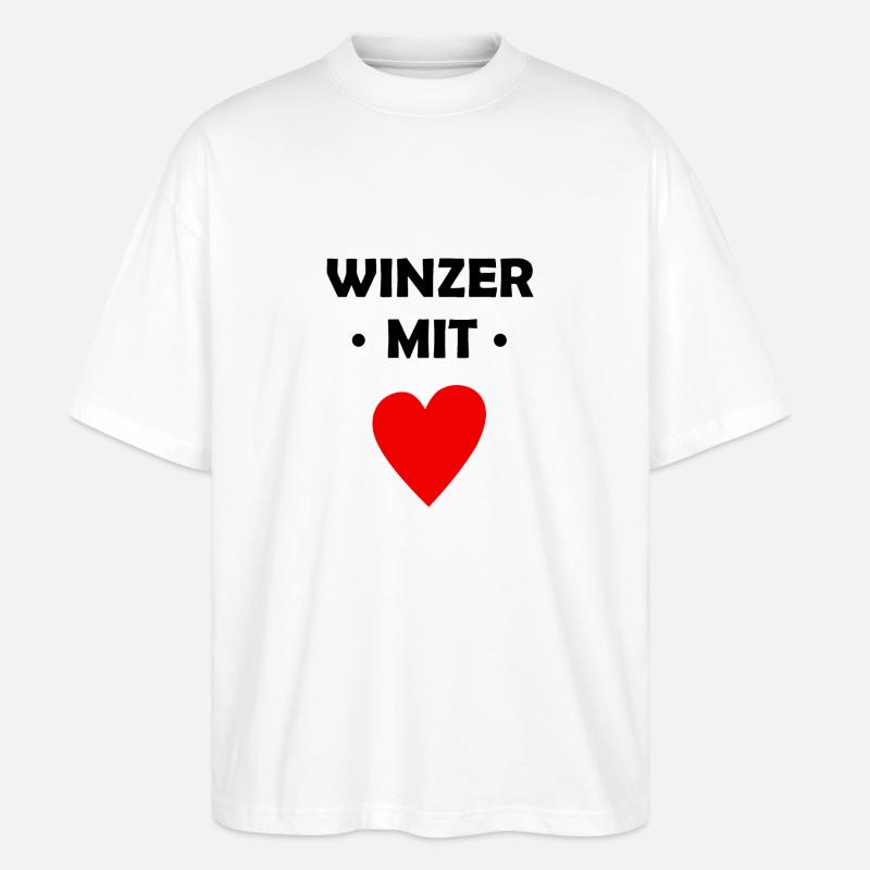 Winzer mit Herz - Stanley/Stella Oversized Unisex Bio T-Shirt Blaster 2.0 - Weiß