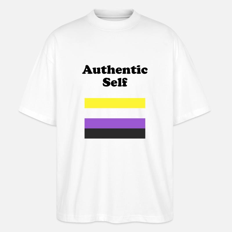 Drapeau non binaire Soi authentique - T-shirt bio Blaster 2.0 coupe oversize Stanley/Stella Unisexe - blanc