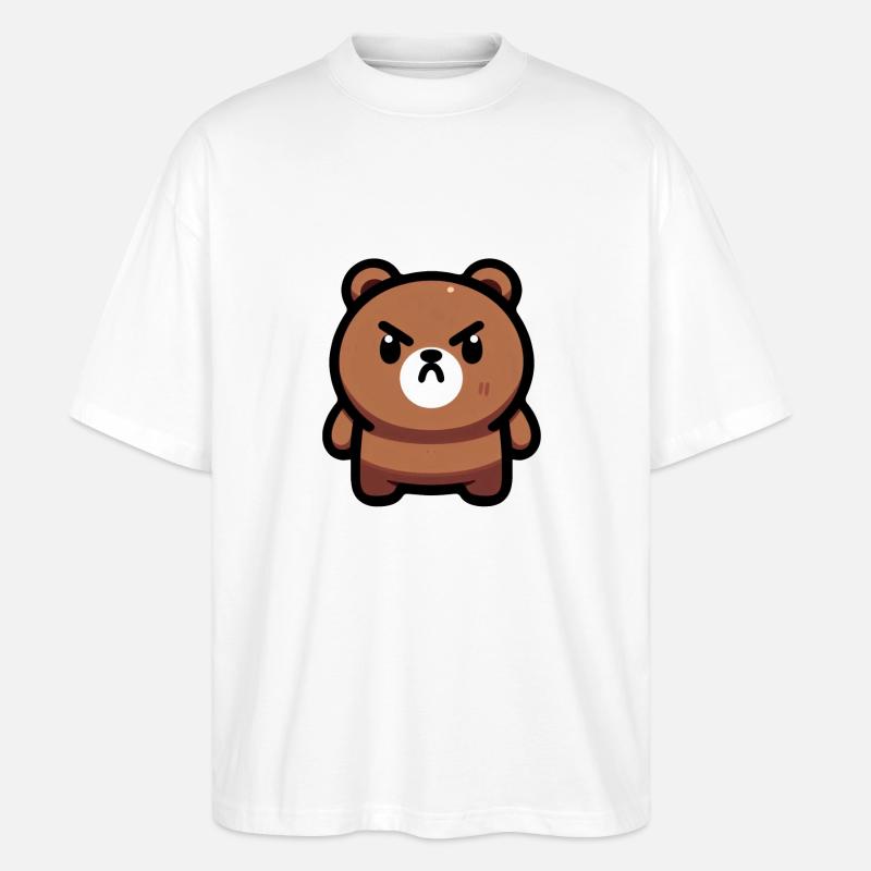 Art féroce de l’ours brun - T-shirt bio Blaster 2.0 coupe oversize Stanley/Stella Unisexe - blanc