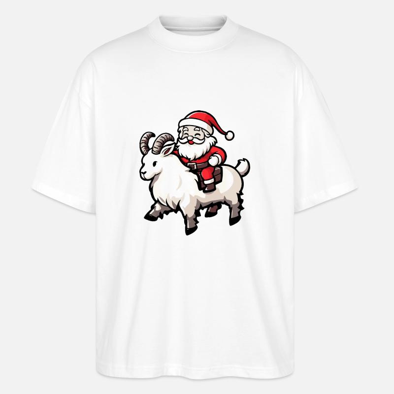Bergziege Weihnachtsmann Cartoon - Stanley/Stella Oversized Unisex Bio T-Shirt Blaster 2.0 - Weiß