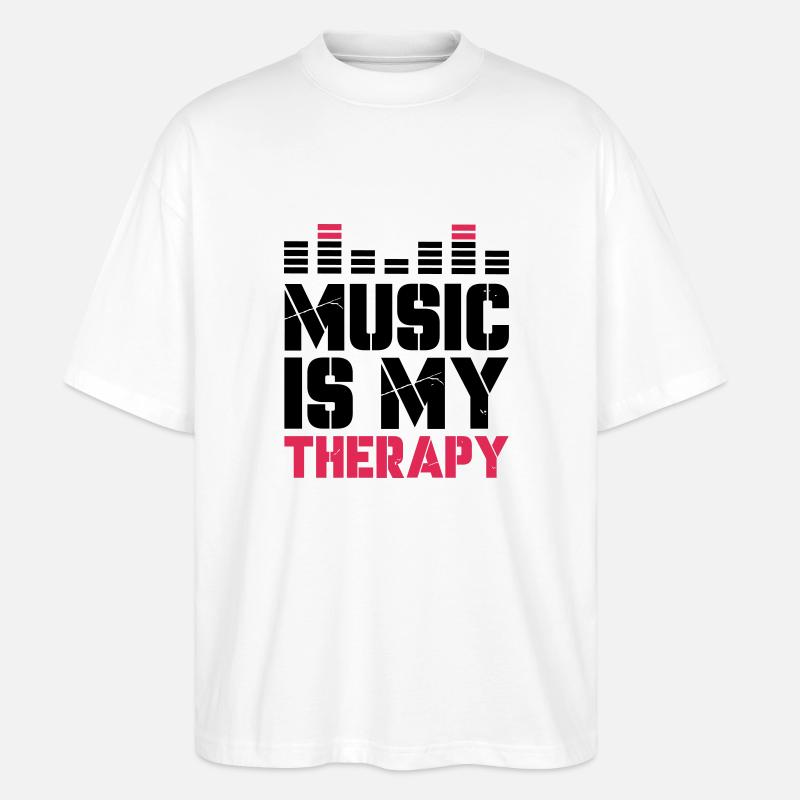 music is my therapy - Stanley/Stella Oversized Unisex Bio T-Shirt Blaster 2.0 - Weiß