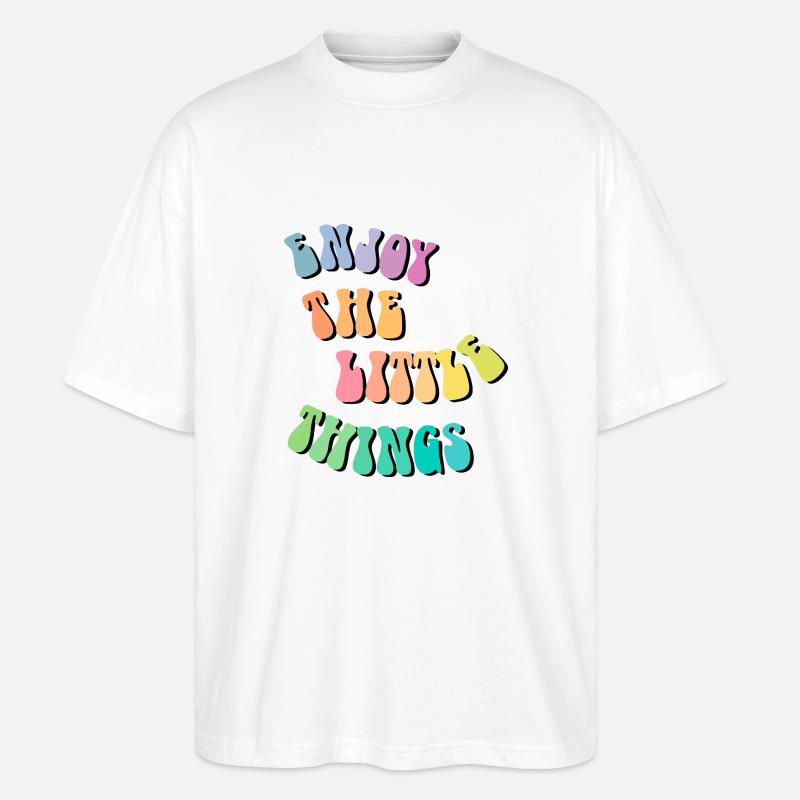 Enjoy little things - Geschenkidee - Geschenk - Stanley/Stella Oversized Unisex Bio T-Shirt Blaster 2.0 - Weiß