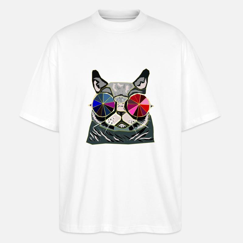 Coole Katze Geschenkidee - Stanley/Stella Oversized Unisex Bio T-Shirt Blaster 2.0 - Weiß
