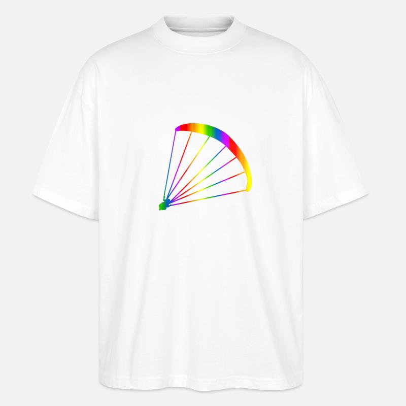 Bunter Gleitschirm Regenbogen - Stanley/Stella Oversized Unisex Bio T-Shirt Blaster 2.0 - Weiß