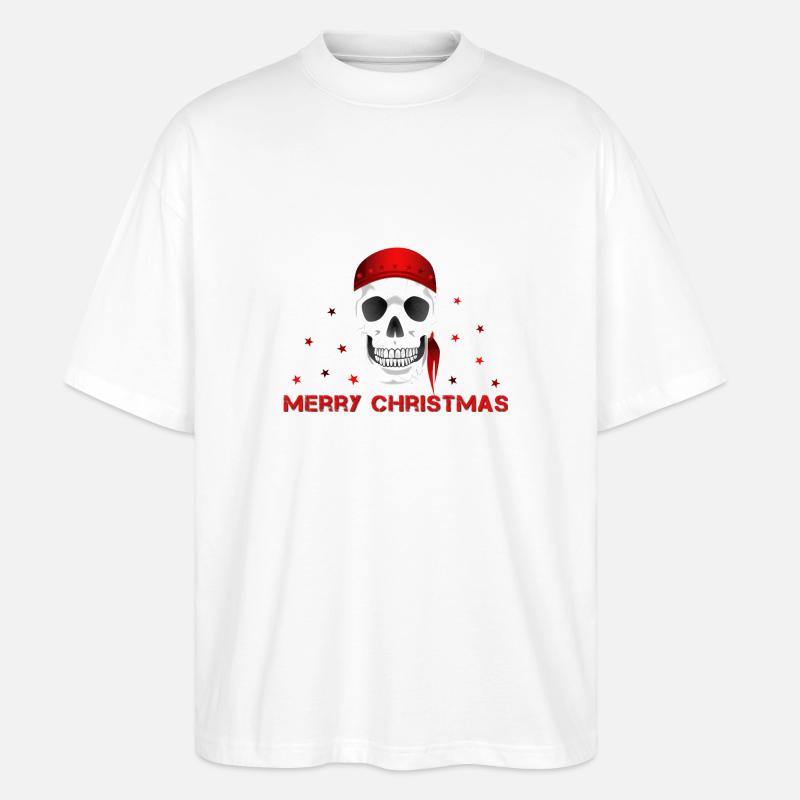 Merry Christmas skull - Stanley/Stella Oversized Unisex Bio T-Shirt Blaster 2.0 - Weiß