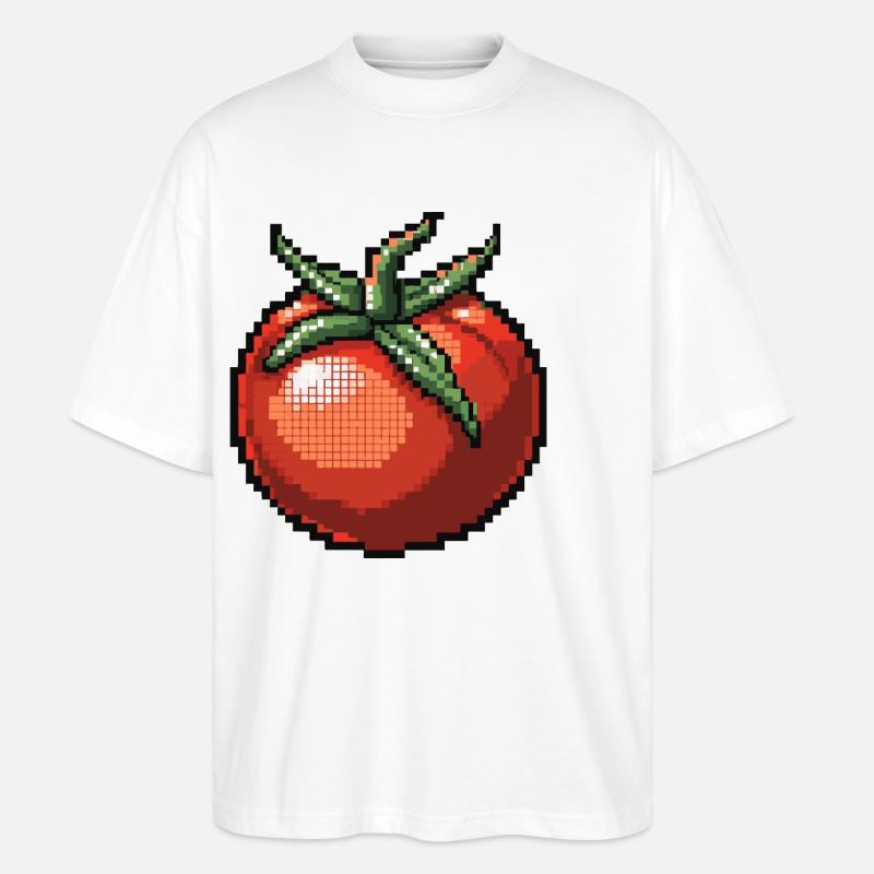 Icône pixel tomate - T-shirt bio Blaster 2.0 coupe oversize Stanley/Stella Unisexe - blanc