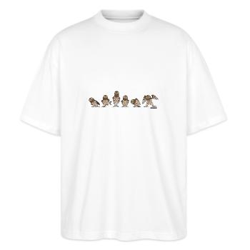 Owls - Brown - T-shirt bio Blaster 2.0 coupe oversize Stanley/Stella Unisexe - blanc - Devant - Alina (178cm) & Michal (187cm)