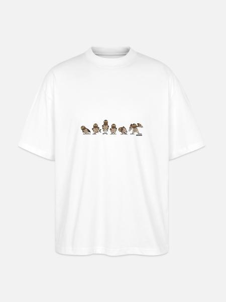 Eulen - Brown - Stanley/Stella Oversized Unisex Bio T-Shirt Blaster 2.0 - Weiß