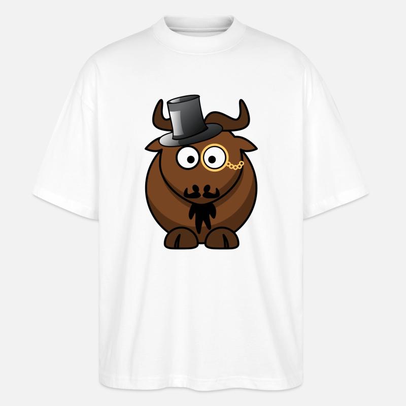 Büffelkarikatur mit Monokel - Stanley/Stella Oversized Unisex Bio T-Shirt Blaster 2.0 - Weiß