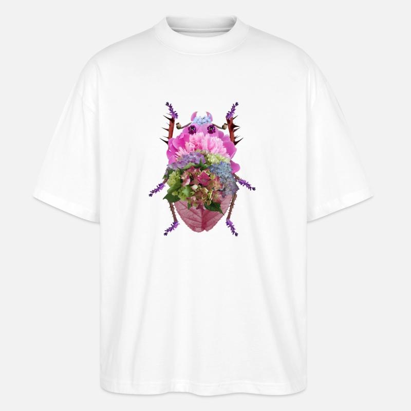 Bunter Blütenkäfer - Stanley/Stella Oversized Unisex Bio T-Shirt Blaster 2.0 - Weiß