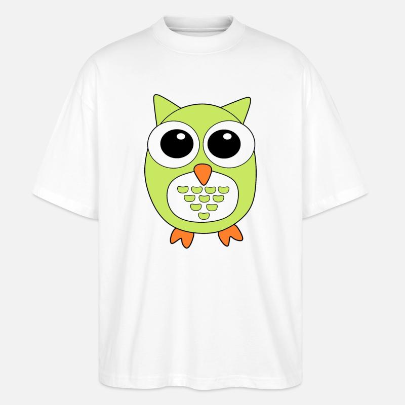 Eule grüne Eule - Stanley/Stella Oversized Unisex Bio T-Shirt Blaster 2.0 - Weiß