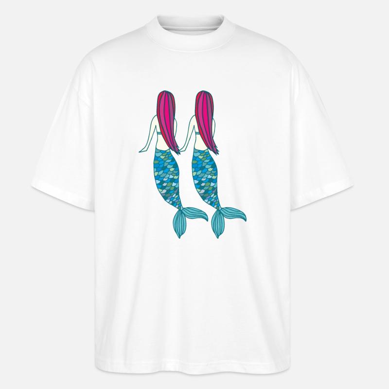 meerjungfrau doppelt - Stanley/Stella Oversized Unisex Bio T-Shirt Blaster 2.0 - Weiß
