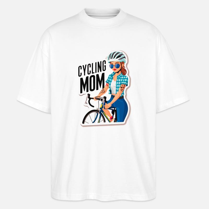 Radfahren Mama Empowerment Aufkleber - Stanley/Stella Oversized Unisex Bio T-Shirt Blaster 2.0 - Weiß