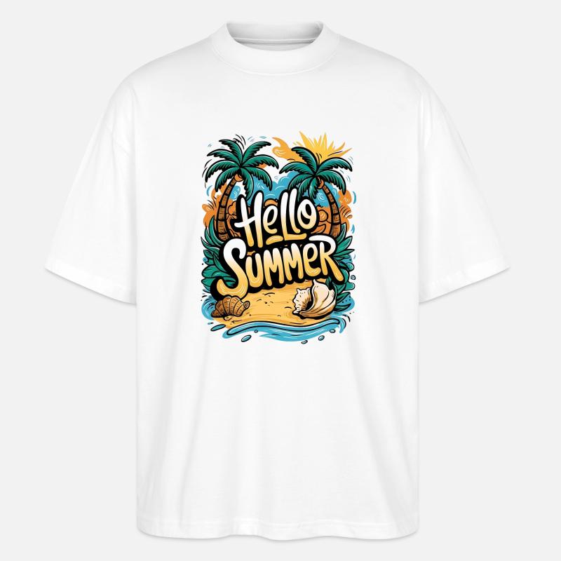 Conception de plage d’été tropical - T-shirt bio Blaster 2.0 coupe oversize Stanley/Stella Unisexe - blanc
