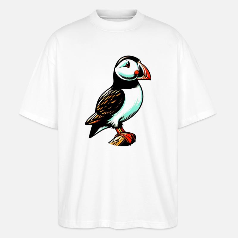 Papageitaucher - Stanley/Stella Oversized Unisex Bio T-Shirt Blaster 2.0 - Weiß