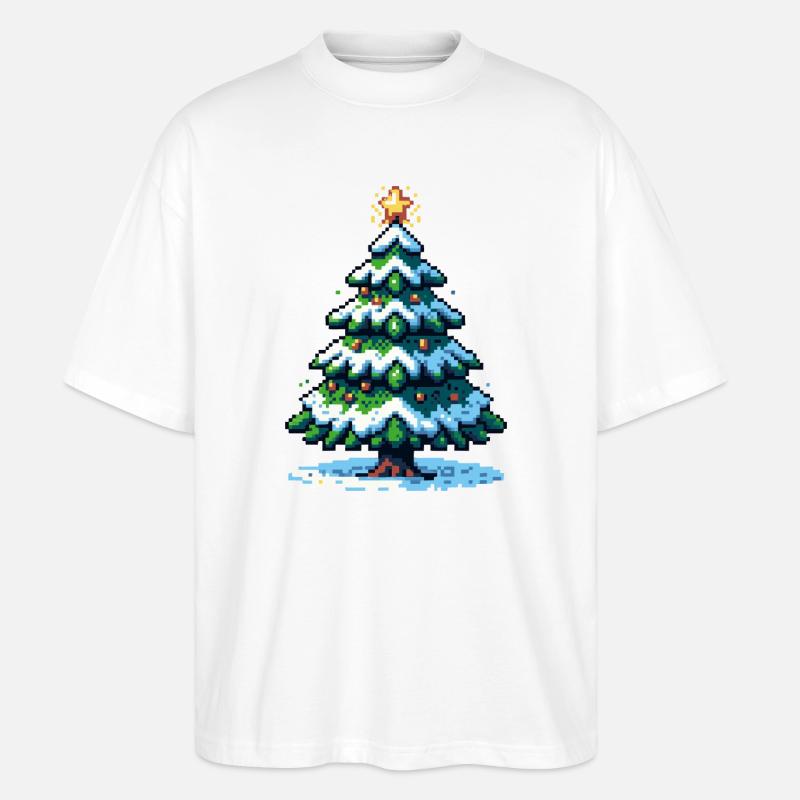Pixel Weihnachtsbaum - Stanley/Stella Oversized Unisex Bio T-Shirt Blaster 2.0 - Weiß
