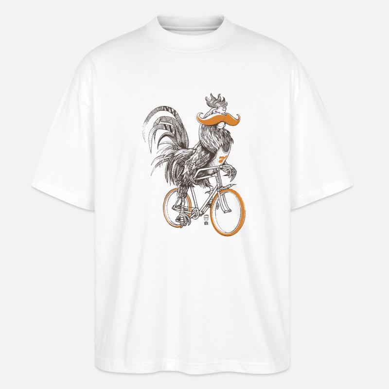 Rooster & Bicycles - Stanley/Stella Oversized Unisex Organic T-shirt Blaster 2.0 - white