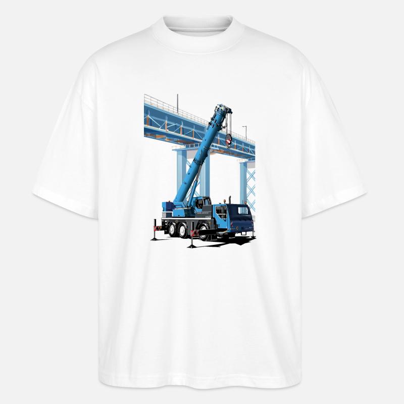 Mobile crane assembles bridge sections - Stanley/Stella Oversized Unisex Organic T-shirt Blaster 2.0 - white