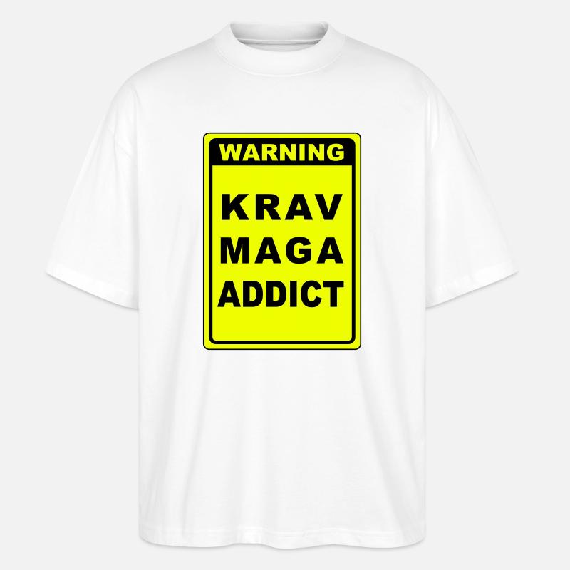 Warnung Krav Maga Süchtiger - Stanley/Stella Oversized Unisex Bio T-Shirt Blaster 2.0 - Weiß